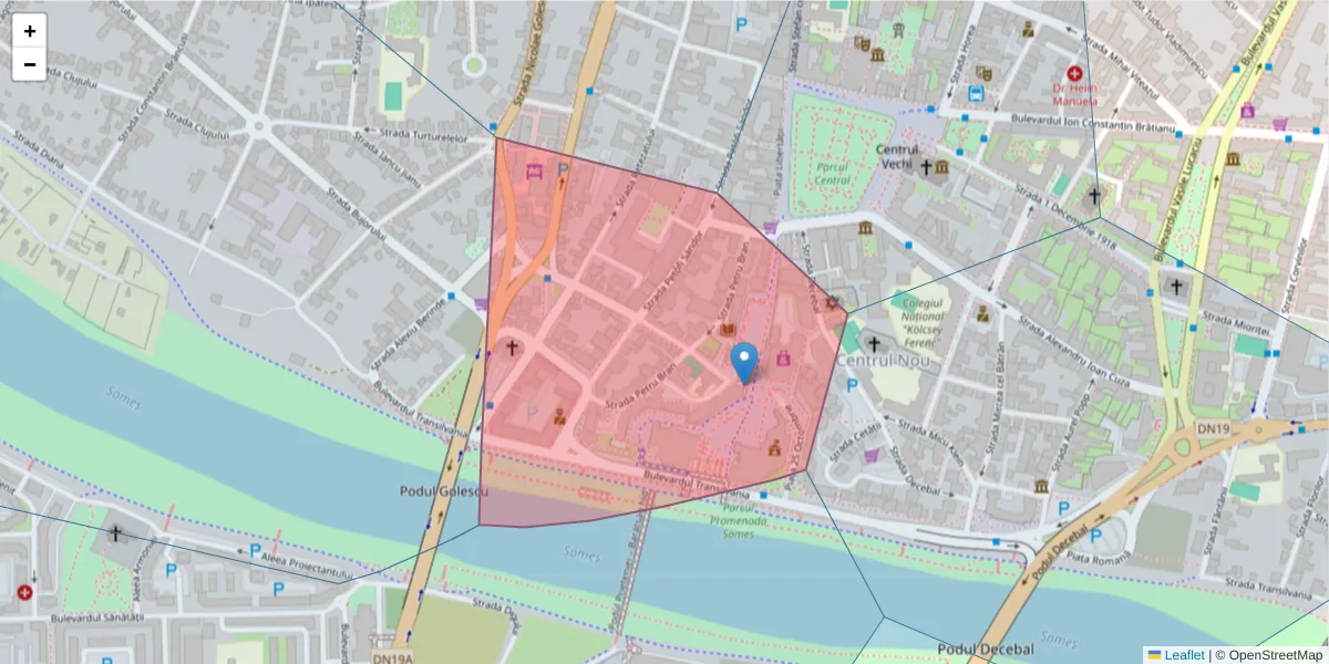 Hartă a codului poștal  și a codurilor poștale învecinate