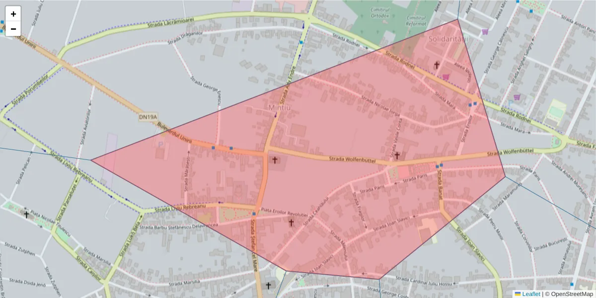 Hartă a codului poștal  și a codurilor poștale învecinate