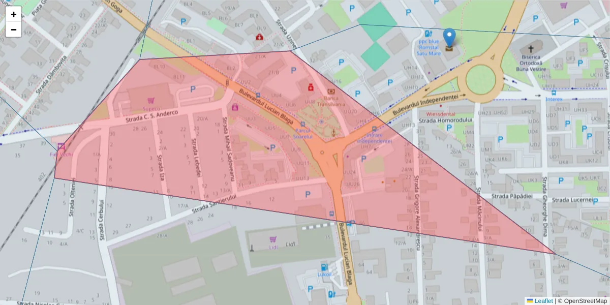 Hartă a codului poștal  și a codurilor poștale învecinate