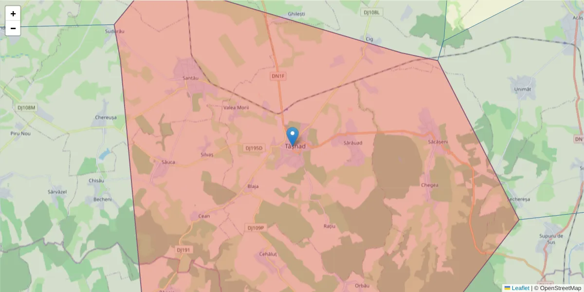 Hartă a codului poștal  și a codurilor poștale învecinate