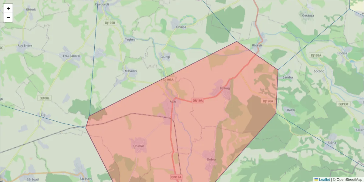 Hartă a codului poștal  și a codurilor poștale învecinate