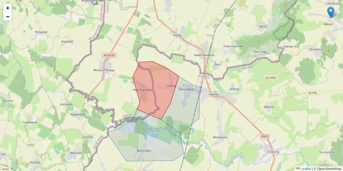 Hartă a codului poștal  și a codurilor poștale învecinate