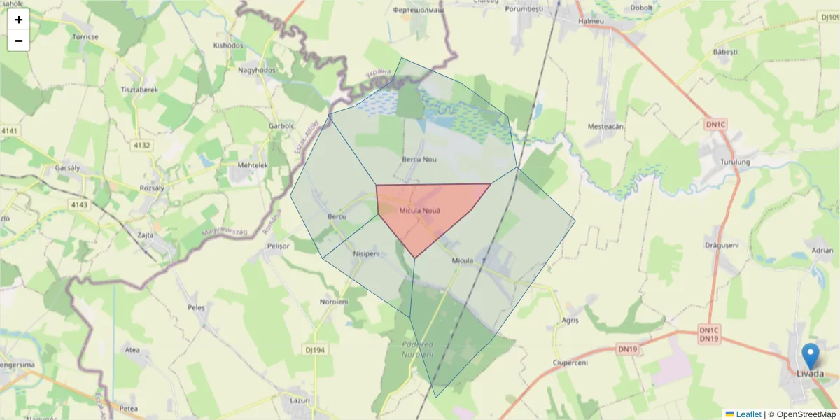 Hartă a codului poștal  și a codurilor poștale învecinate