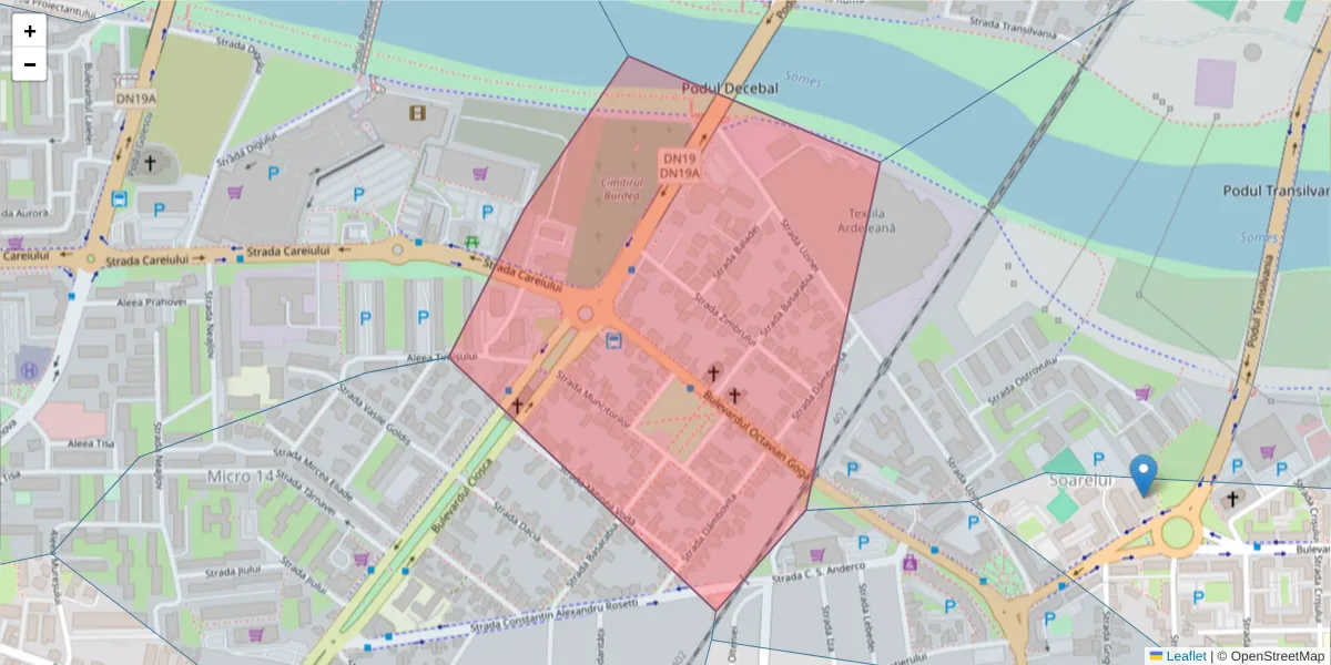 Hartă a codului poștal  și a codurilor poștale învecinate