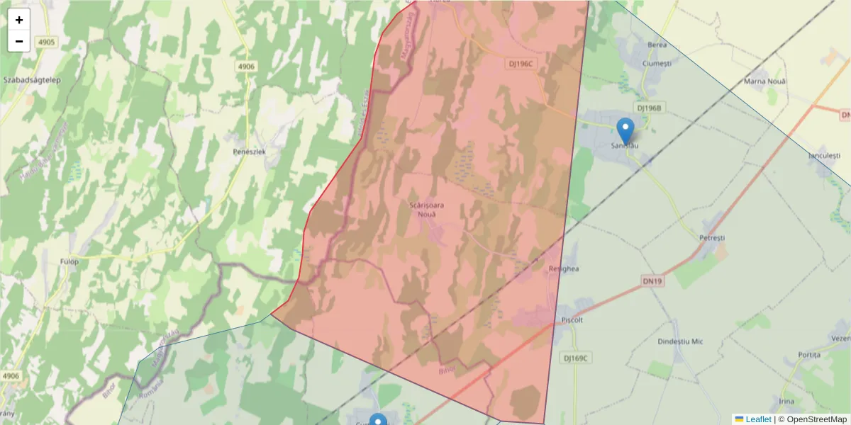 Hartă a codului poștal  și a codurilor poștale învecinate