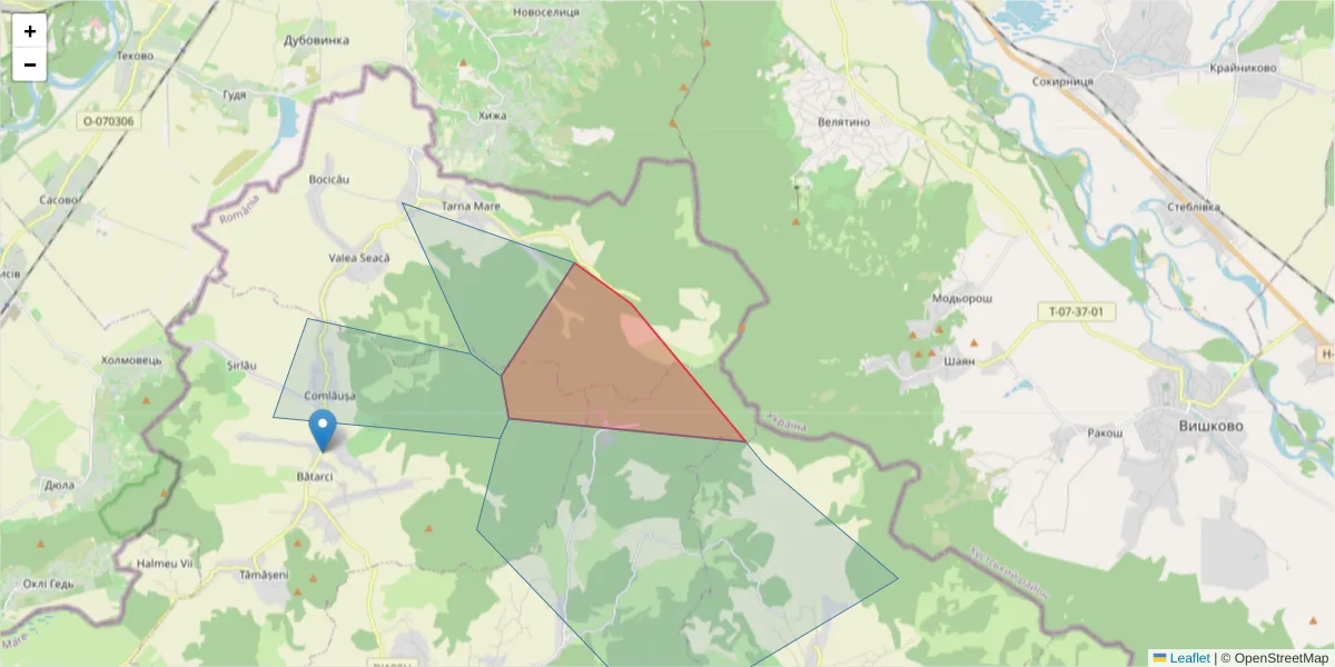 Hartă a codului poștal  și a codurilor poștale învecinate