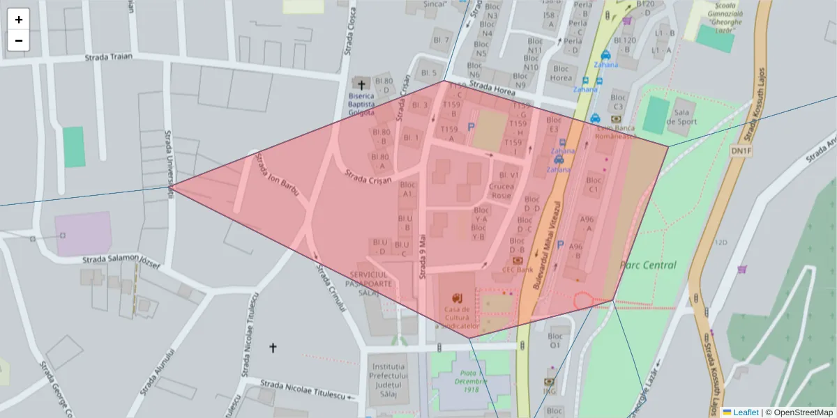 Hartă a codului poștal  și a codurilor poștale învecinate