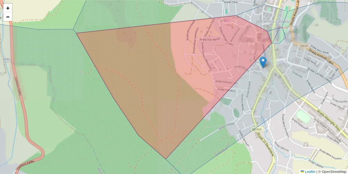 Hartă a codului poștal  și a codurilor poștale învecinate