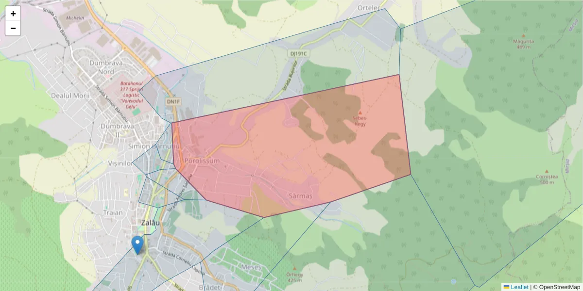 Hartă a codului poștal  și a codurilor poștale învecinate