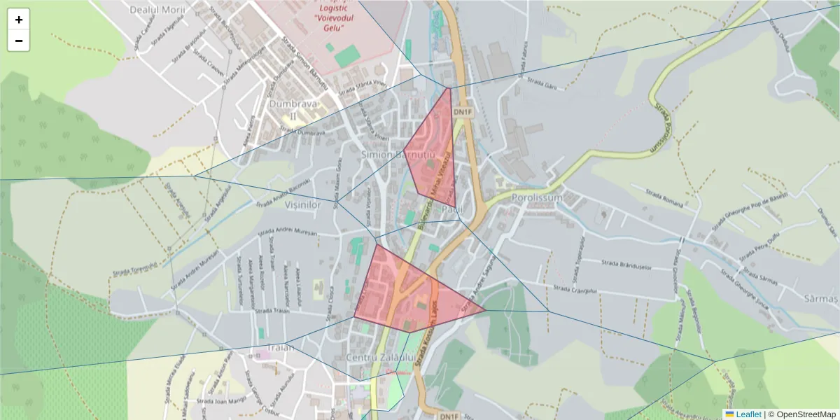 Hartă a codului poștal  și a codurilor poștale învecinate