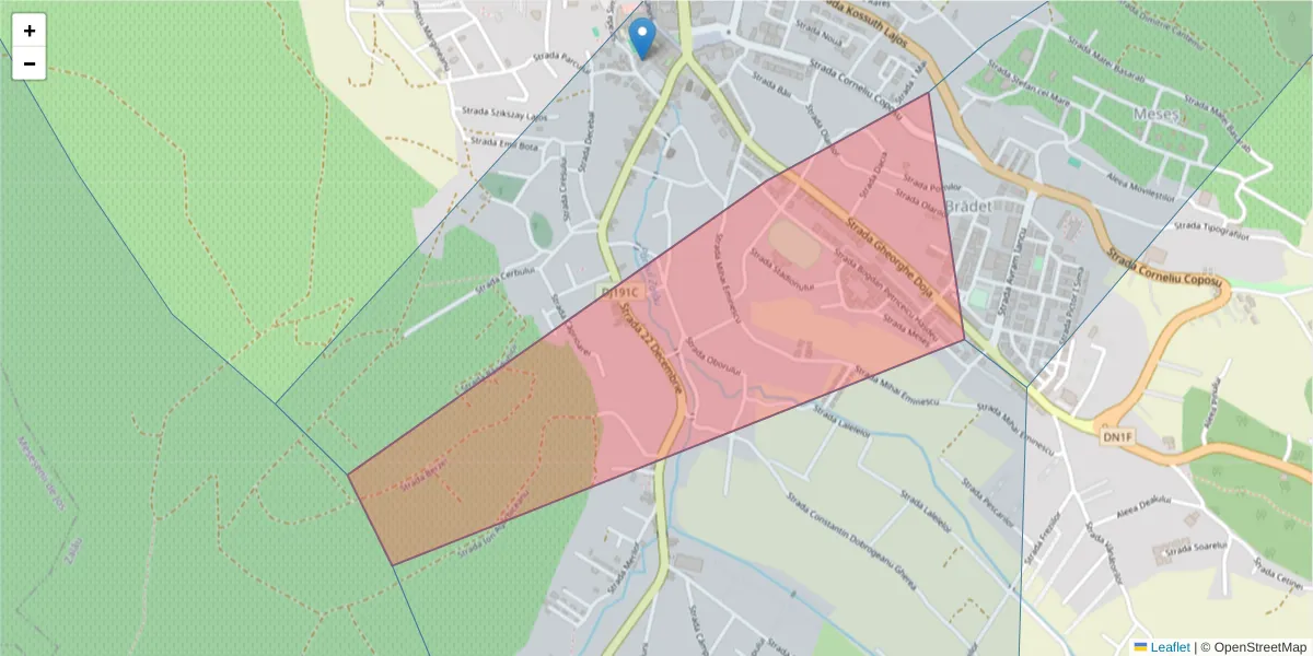 Hartă a codului poștal  și a codurilor poștale învecinate