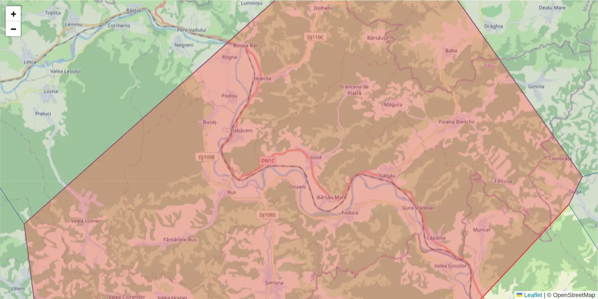 Hartă a codului poștal  și a codurilor poștale învecinate