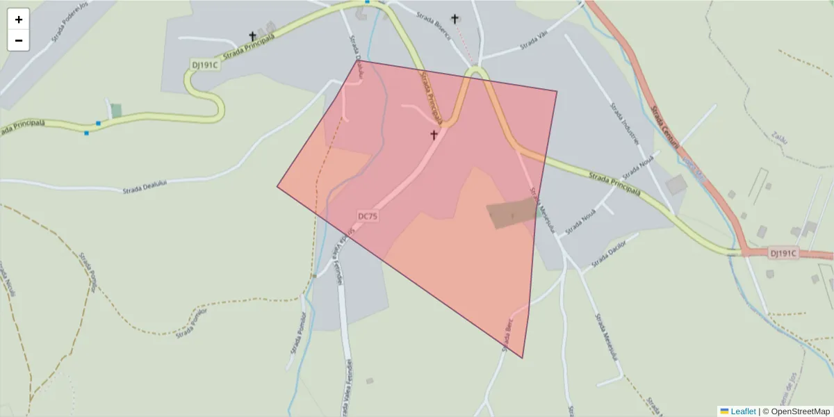 Hartă a codului poștal  și a codurilor poștale învecinate