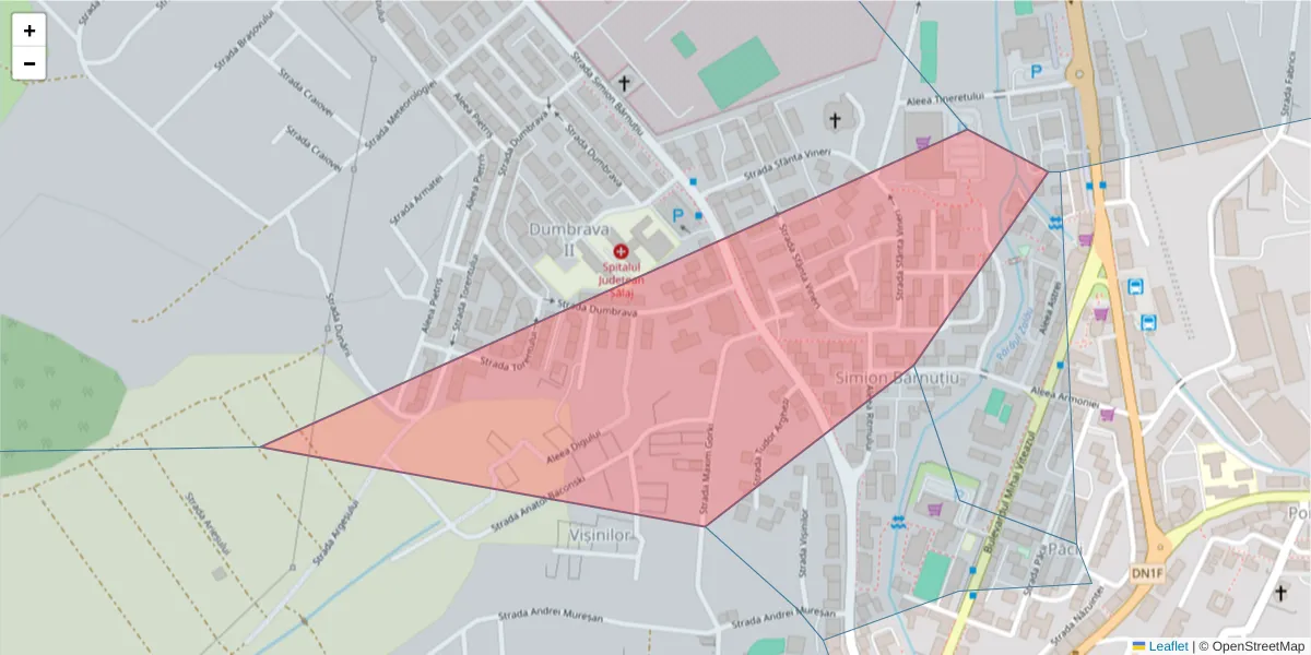 Hartă a codului poștal  și a codurilor poștale învecinate