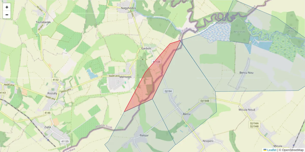 Hartă a codului poștal  și a codurilor poștale învecinate