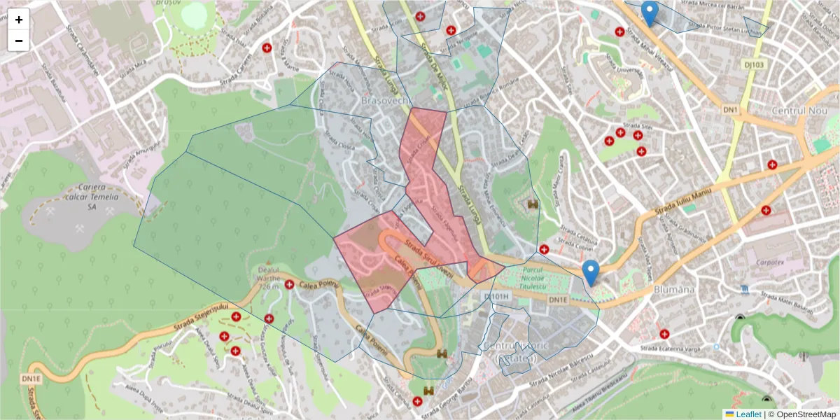 Hartă a codului poștal  și a codurilor poștale învecinate