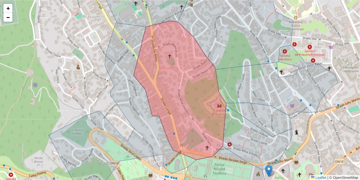 Hartă a codului poștal  și a codurilor poștale învecinate