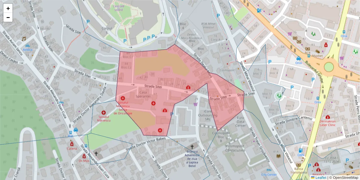 Hartă a codului poștal  și a codurilor poștale învecinate