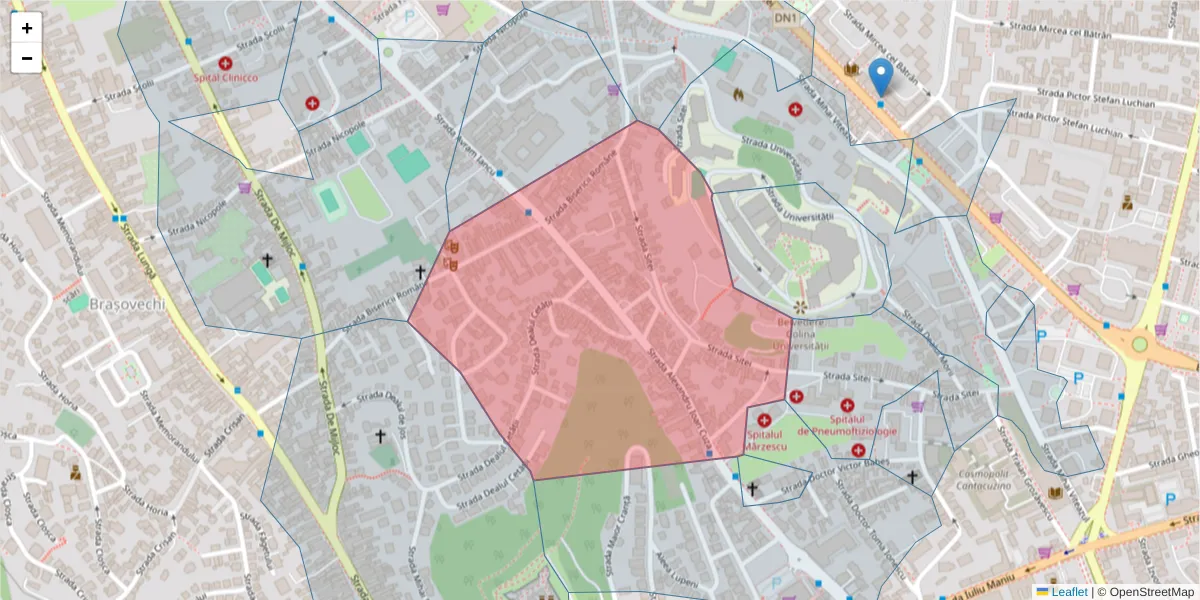 Hartă a codului poștal  și a codurilor poștale învecinate