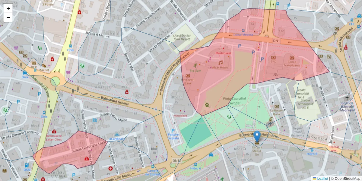 Hartă a codului poștal  și a codurilor poștale învecinate