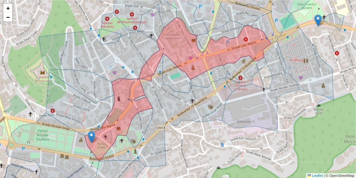 Hartă a codului poștal  și a codurilor poștale învecinate