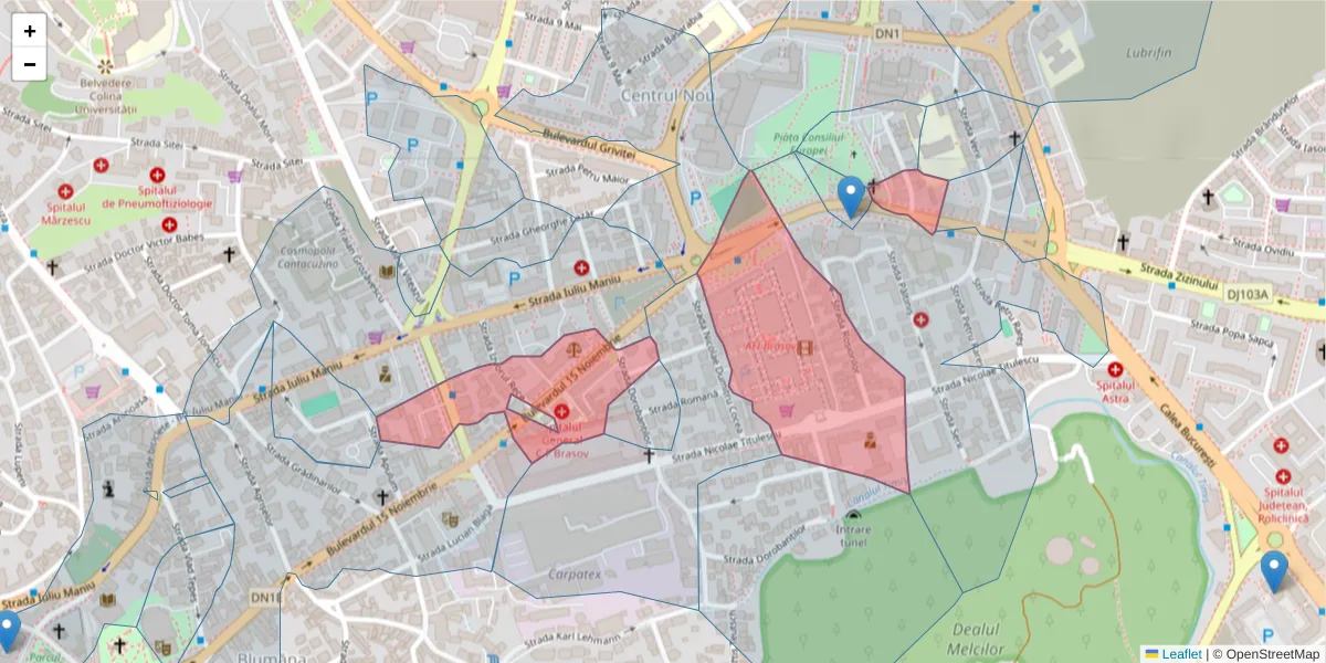 Hartă a codului poștal  și a codurilor poștale învecinate