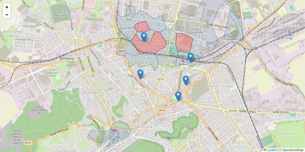 Hartă a codului poștal  și a codurilor poștale învecinate