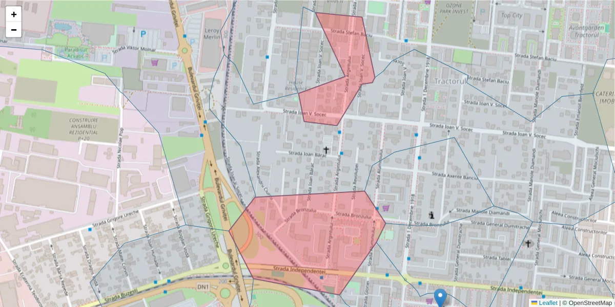 Hartă a codului poștal  și a codurilor poștale învecinate