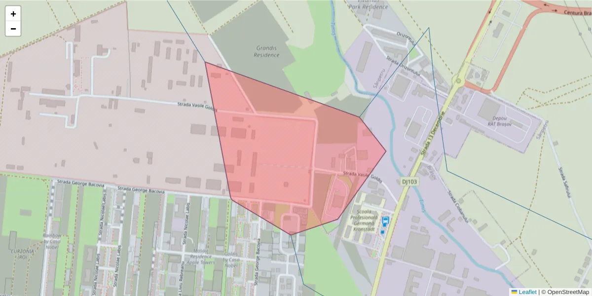 Hartă a codului poștal  și a codurilor poștale învecinate