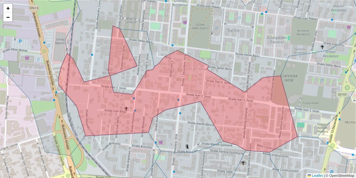 Hartă a codului poștal  și a codurilor poștale învecinate