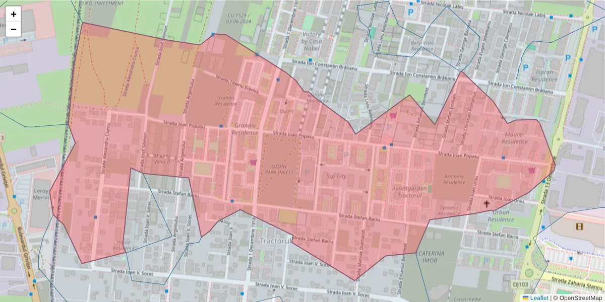 Hartă a codului poștal  și a codurilor poștale învecinate