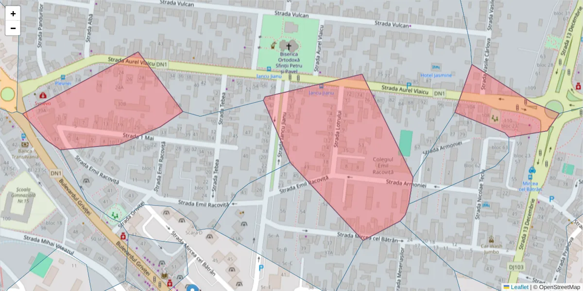 Hartă a codului poștal  și a codurilor poștale învecinate