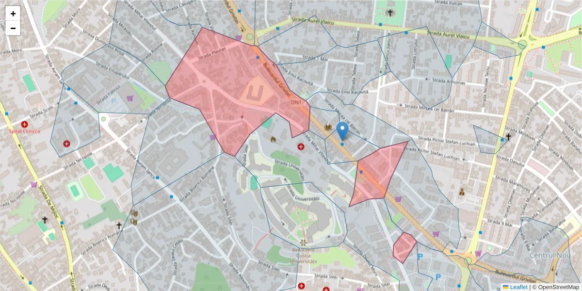Hartă a codului poștal  și a codurilor poștale învecinate