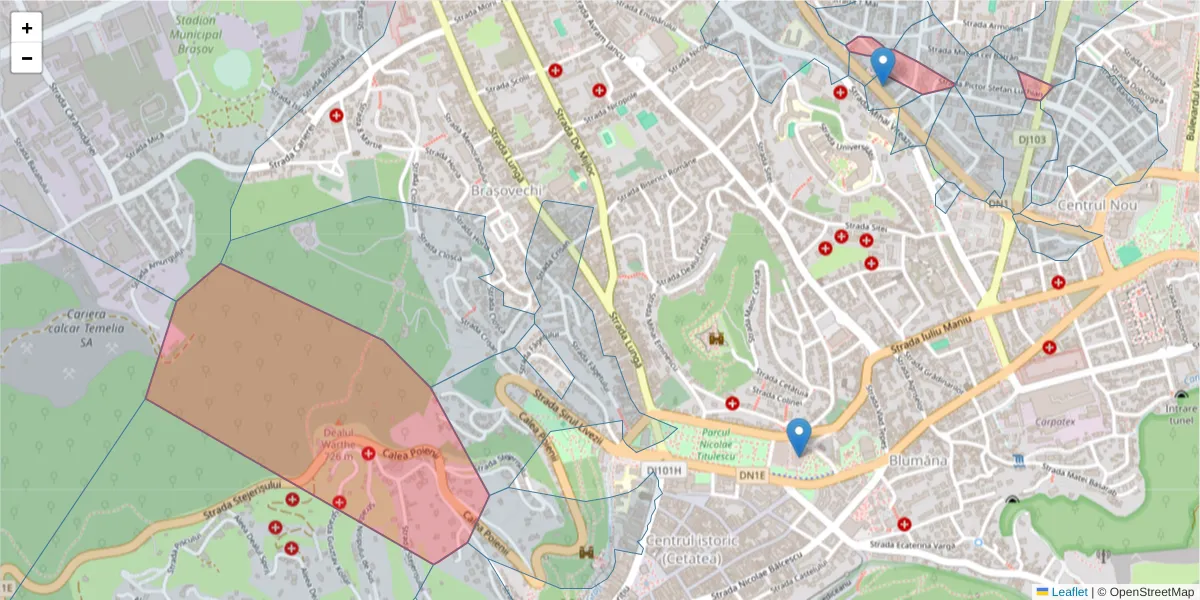 Hartă a codului poștal  și a codurilor poștale învecinate