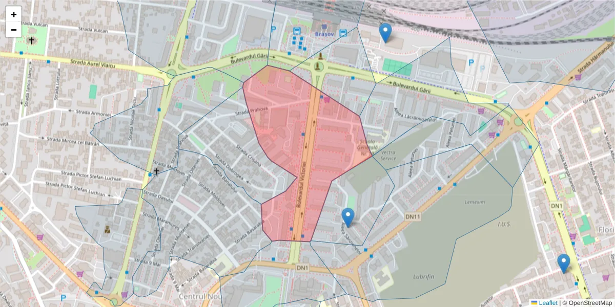 Hartă a codului poștal  și a codurilor poștale învecinate