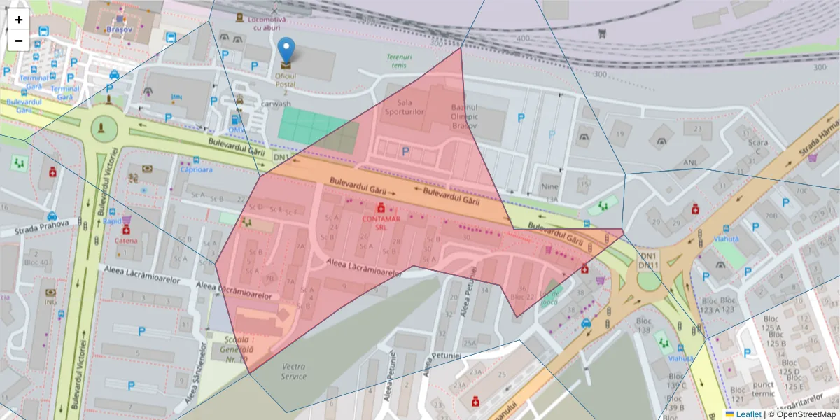 Hartă a codului poștal  și a codurilor poștale învecinate