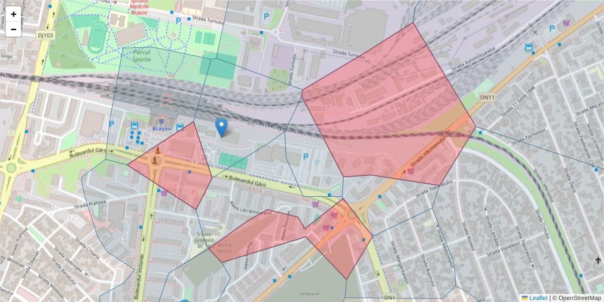 Hartă a codului poștal  și a codurilor poștale învecinate