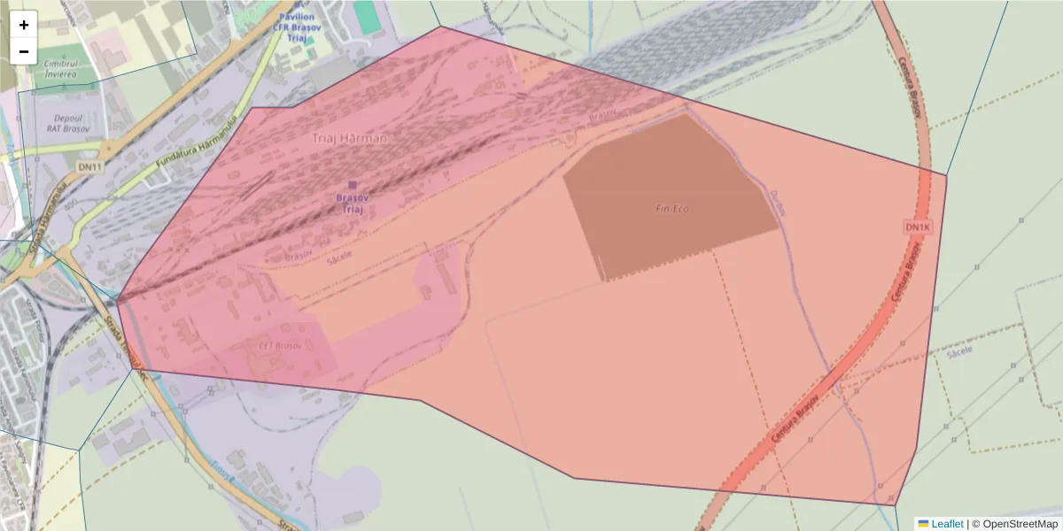Hartă a codului poștal  și a codurilor poștale învecinate