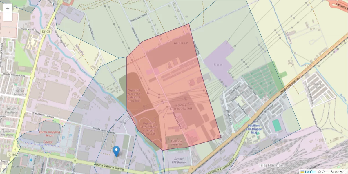 Hartă a codului poștal  și a codurilor poștale învecinate