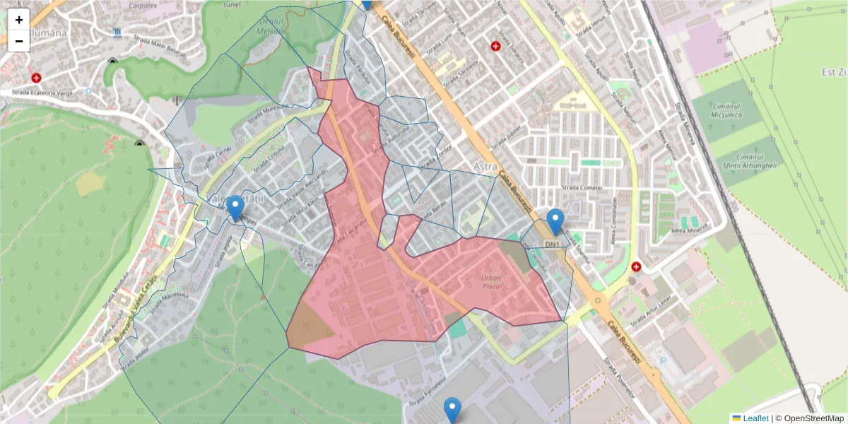 Hartă a codului poștal  și a codurilor poștale învecinate