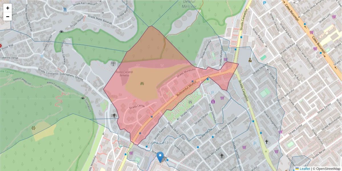 Hartă a codului poștal  și a codurilor poștale învecinate
