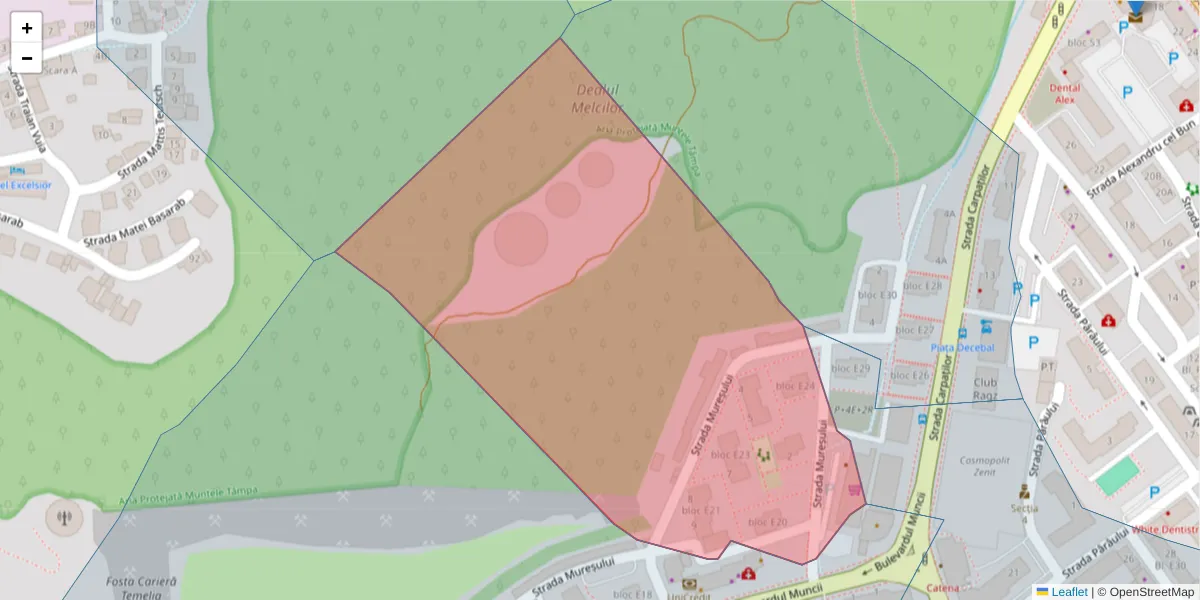 Hartă a codului poștal  și a codurilor poștale învecinate