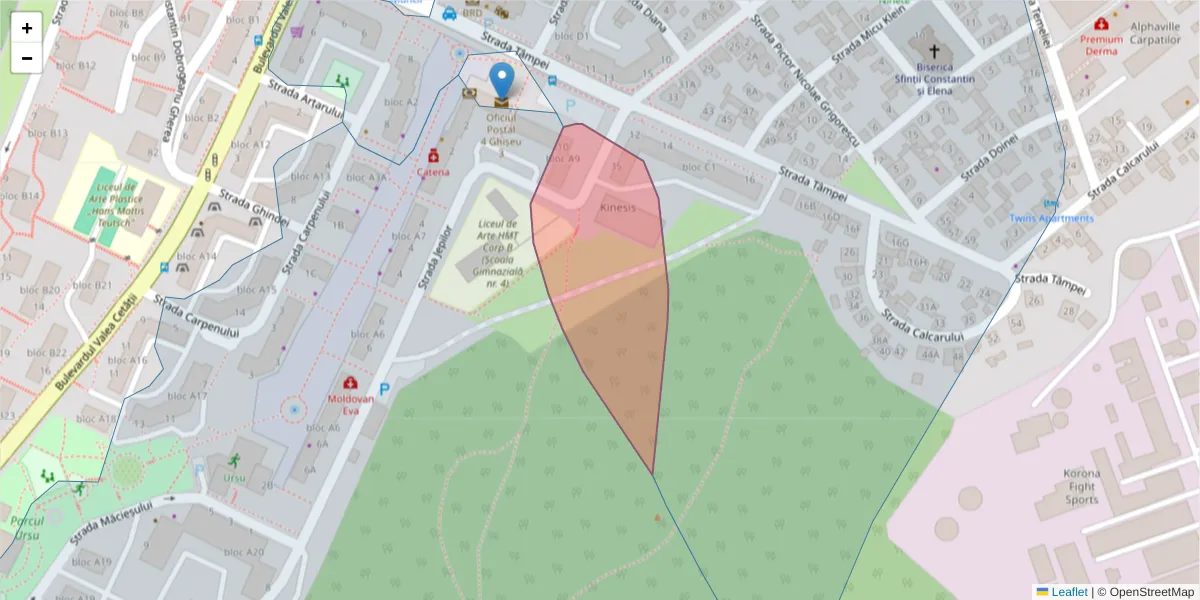 Hartă a codului poștal  și a codurilor poștale învecinate