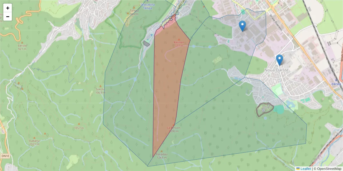 Hartă a codului poștal  și a codurilor poștale învecinate