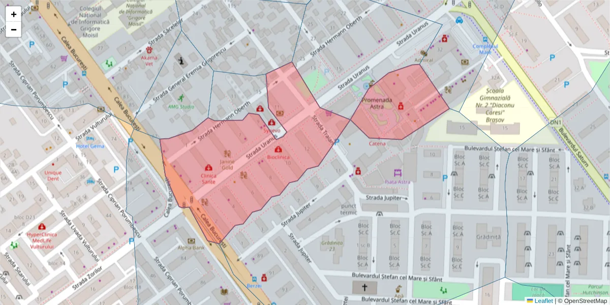 Hartă a codului poștal  și a codurilor poștale învecinate