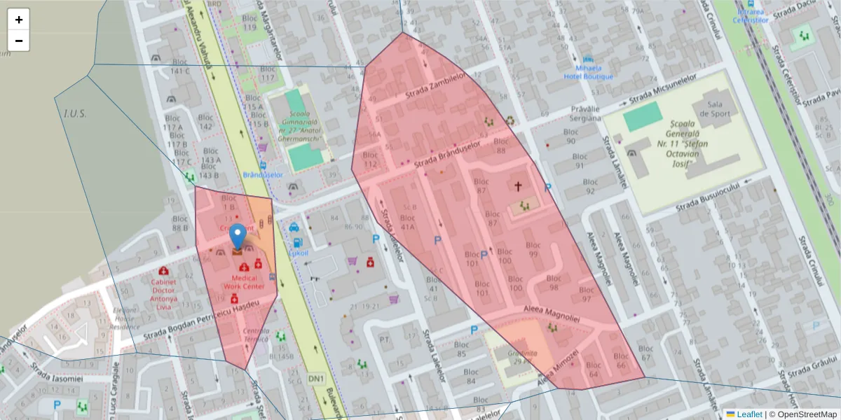 Hartă a codului poștal  și a codurilor poștale învecinate