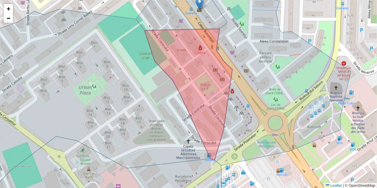 Hartă a codului poștal  și a codurilor poștale învecinate