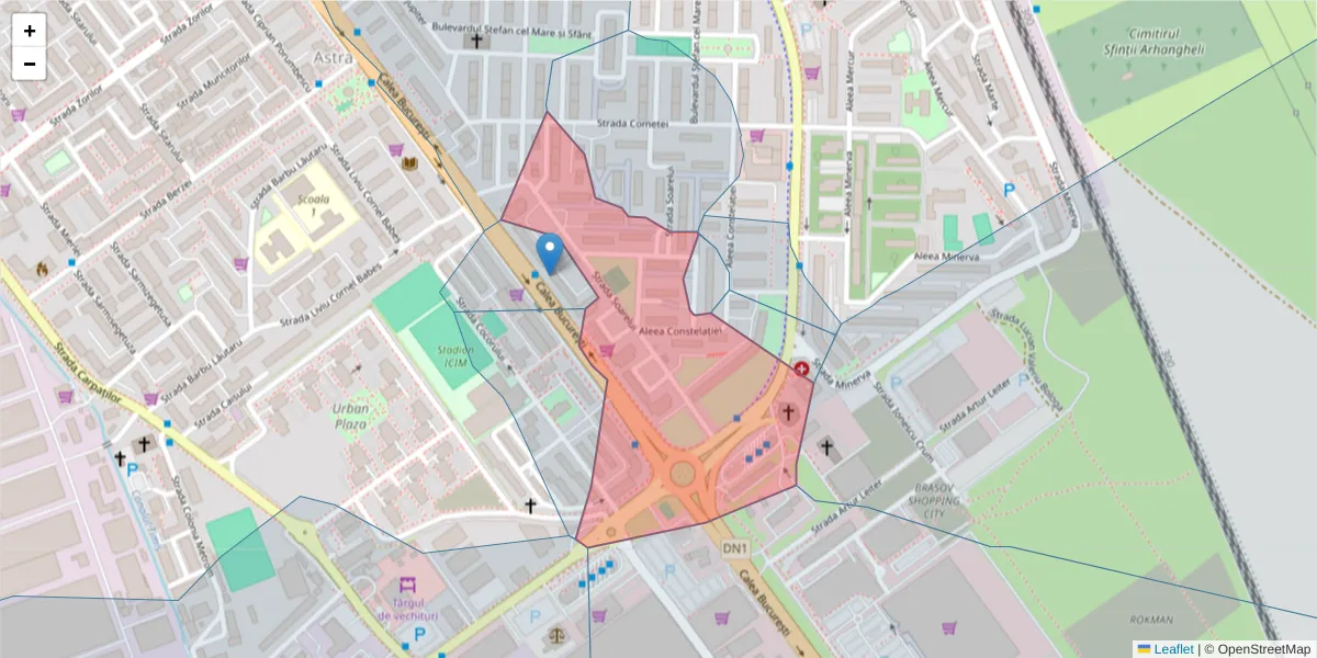 Hartă a codului poștal  și a codurilor poștale învecinate