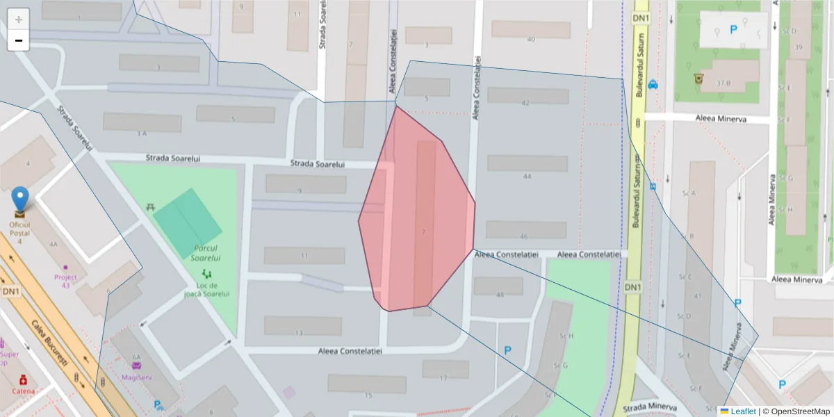 Hartă a codului poștal  și a codurilor poștale învecinate