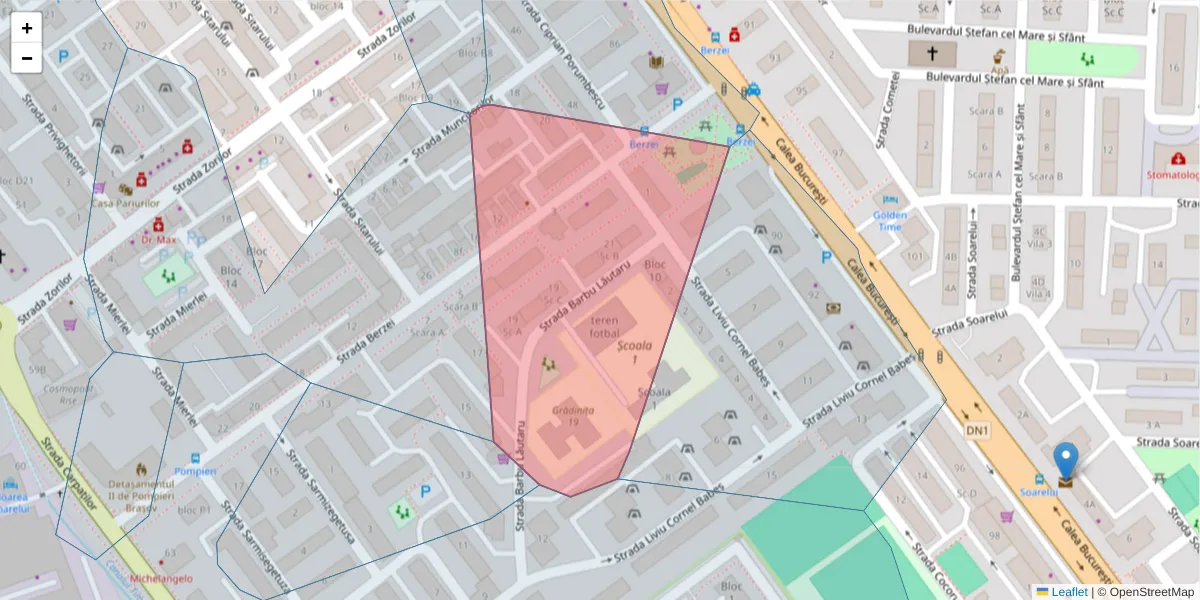 Hartă a codului poștal  și a codurilor poștale învecinate